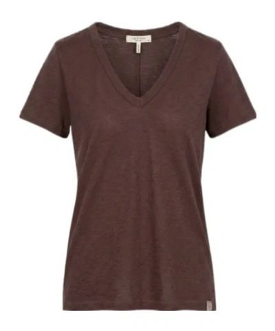 Rag & Bone V-neck T-shirt In Burgundy