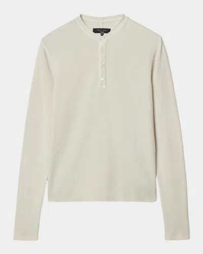 Rag & Bone Luxe Waffle Cotton Henley Shirt In Gold