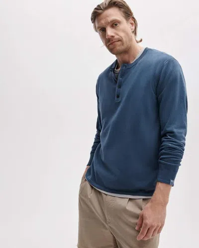 Rag & Bone Washed Cotton Henley Sweater In Blue