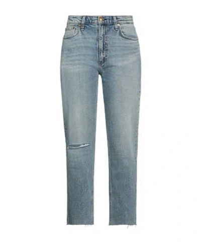 Rag & Bone Washed Denim Leggings In Blue