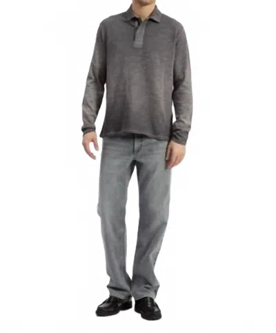 Rag & Bone Washed Flame Long Sleeve Rugby Polo In Grey In Gray