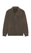 Rag & Bone Washed Rugby Polo In Brown