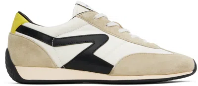 Rag & Bone White & Beige Retro Runner Slim Sneakers In Wht Blk
