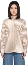 Rag & Bone White & Brown Maxine Shirt In Brwstripe