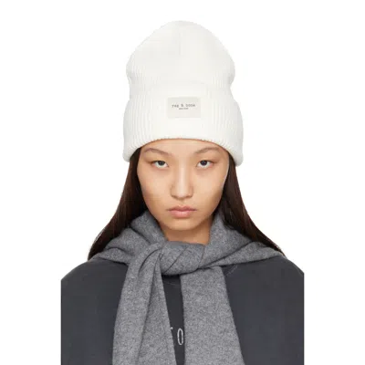 Rag & Bone White Blake Rib-knit Beanie In Ivory