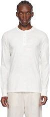 Rag & Bone Cotton Blend Waffle Knit Henley In Wht