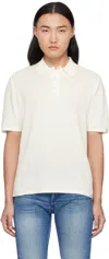 Rag & Bone White Harvey Knit Polo In Ivory
