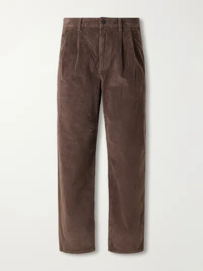 Rag & Bone Wide-leg Pleated Cotton-blend Corduroy Trousers In Brown