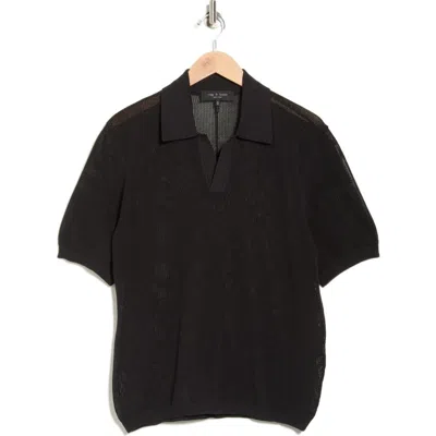 Rag & Bone Willy Mesh Polo In Black