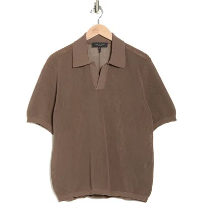 Rag & Bone Willy Mesh Polo In Brown