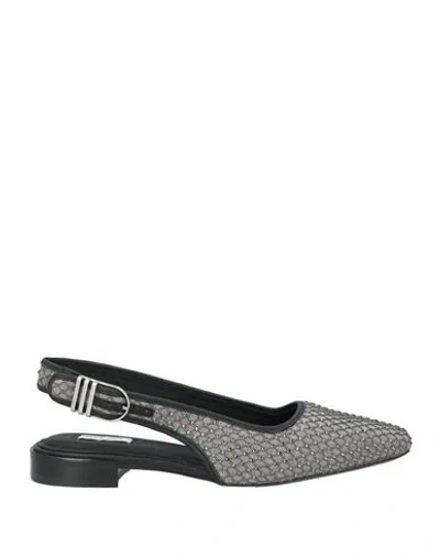 Rag & Bone Woman Ballet Flats Grey Size 10 Textile Fibers, Leather In Gray