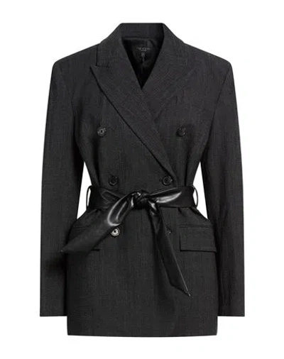 Rag & Bone Woman Blazer Charcoal Size L Polyester, Virgin Wool, Elastane In Black