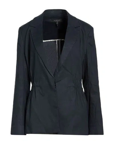Rag & Bone Woman Blazer Navy Size 12 Linen, Viscose, Elastane In Blue