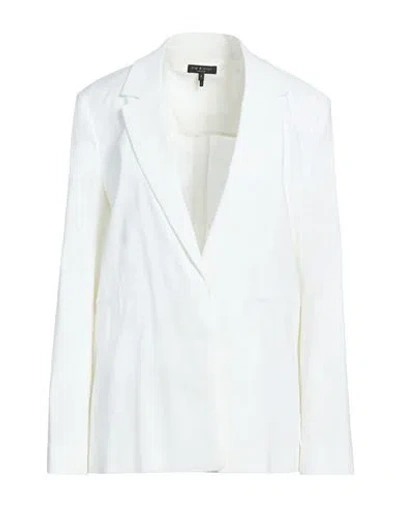 Rag & Bone Woman Blazer White Size 12 Linen, Viscose, Elastane