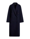 Rag & Bone Woman Coat Navy Size L Virgin Wool, Polyamide In Multi