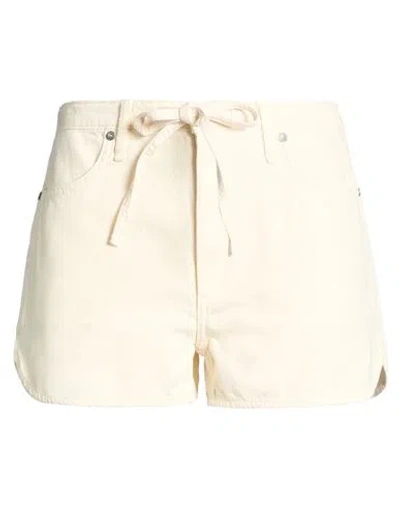 Rag & Bone Woman Denim Shorts Ivory Size L Cotton, Lyocell In White