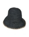 Rag & Bone Black Jade Rollable Raffia Bucket Hat In Gray