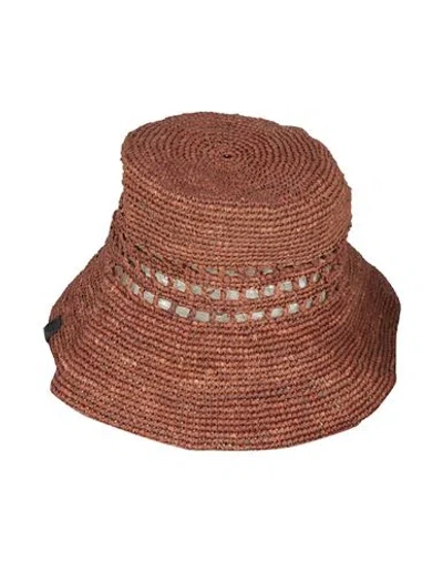Rag & Bone Woman Hat Brown Size M/l Natural Raffia