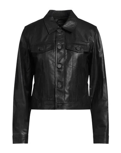 Rag & Bone Woman Jacket Black Size L Lambskin In Yellow