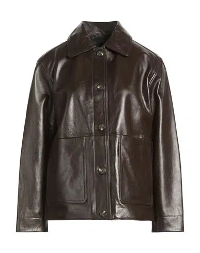 Rag & Bone Woman Jacket Dark Brown Size M Leather