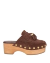 Rag & Bone Suede Platform Clogs In Brown