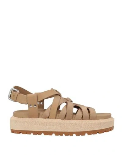 Rag & Bone Woman Sandals Beige Size 7.5 Leather, Textile Fibers