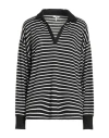 Rag & Bone The Knit Stripe Polo V Neck Blackwht