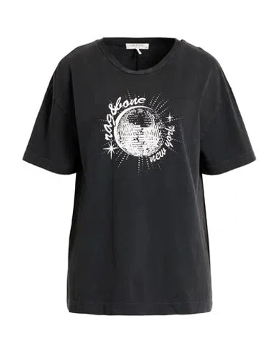 Rag & Bone Woman T-shirt Charcoal Size L Cotton In Black