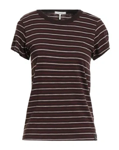 Rag & Bone Woman T-shirt Dark Brown Size L Pima Cotton