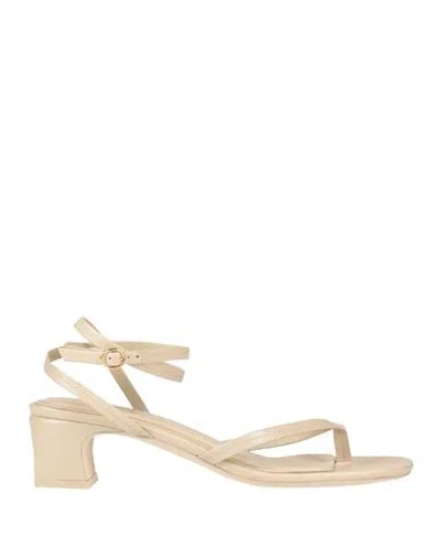 Rag & Bone Woman Thong Sandal Beige Size 8 Leather In Neutral