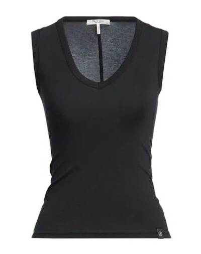 Rag & Bone Woman Top Black Size M Cotton, Modal, Elastane