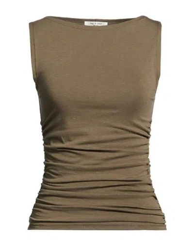 Rag & Bone Woman Top Military Green Size L Cotton, Modal, Elastane