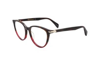 Rag & Bone Women's 51 Mm Havana Burgundy Eyeglasses Rnb3027-65t-51 In Yellow