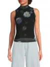 Rag & Bone Aliyah Mock Neck Sleeveless Mesh Top In Blue