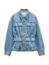 Rag & Bone Womens Ithca Amy Drawstring-waist Denim Jacket In Blue