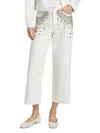 Rag & Bone Women's Andi Embellished High-rise Ankle Wide-leg Jeans In White