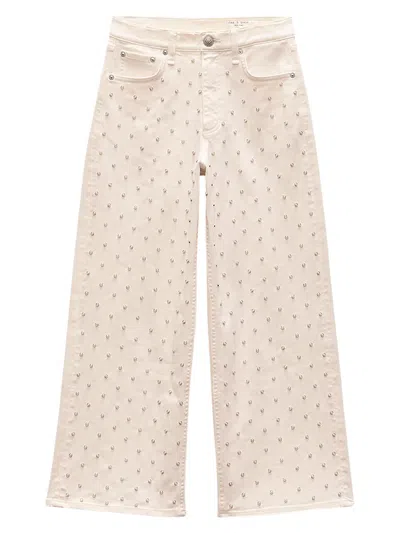 Rag & Bone Women's Andi Faux Pearl High-rise Wide-leg Pants In Neutral