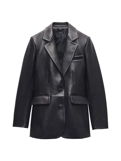 Rag & Bone Women's Ash Leather Single-breasted Blazer In Black