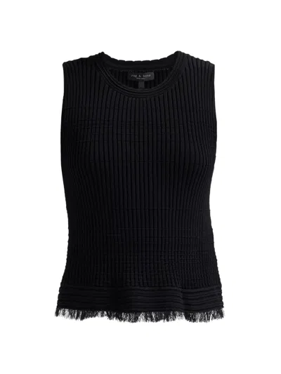Rag & Bone Distressed Ayan Tank Top In Black