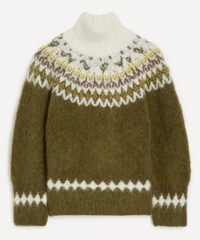Rag & Bone Women's Beth Fair Isle Turtleneck Jumper In Green