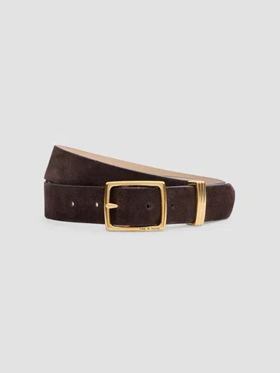 Rag & Bone Women's Boyfriend Suede Belt In Dark Chocolate Suede