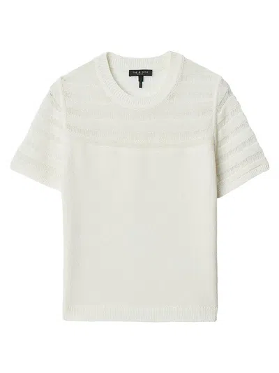 Rag & Bone Women's Britt Pointelle Short-sleeve Knit Top In White
