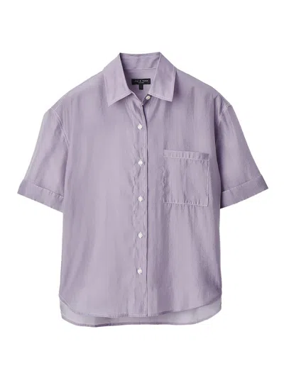 Rag & Bone Connie Organza Short-sleeve Shirt In Purple