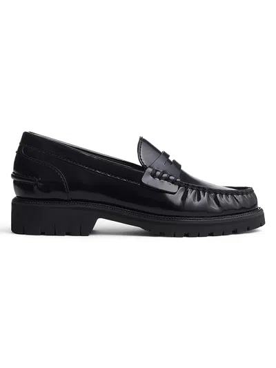 Rag & Bone Women's Corey Leather Lug-sole Penny Loafers In Black