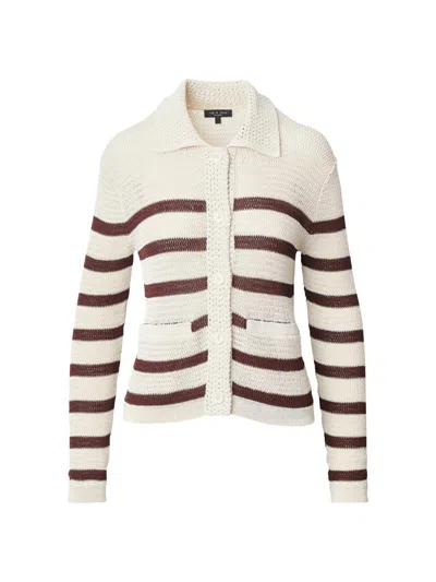 Rag & Bone Women's Costi Striped Open-knit Cardigan In Neutral