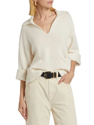 Rag & Bone Women's Danica Wool & Cashmere Polo Sweater In White