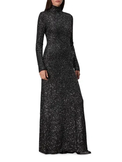 Rag & Bone Women's Danni Metallic Knit Turtleneck Gown In Black