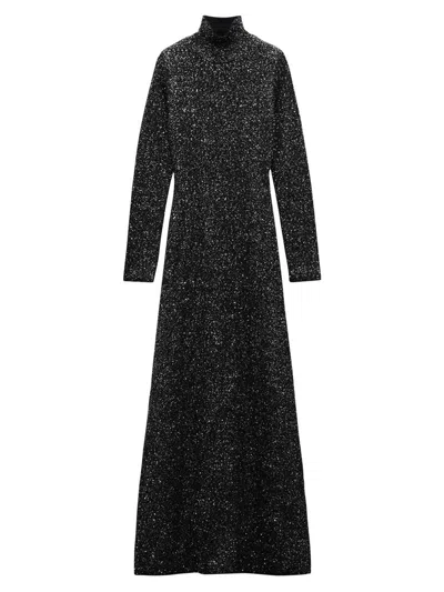 Rag & Bone Women's Danni Metallic Knit Turtleneck Gown In Black