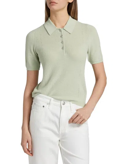 Rag & Bone Women's Darcey Cotton-cashmere Polo Top In Green