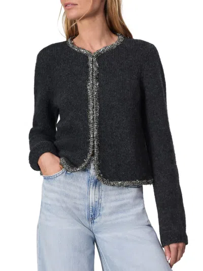 Rag & Bone Women's Davies Metallic-trim Crewneck Cardigan In Gray